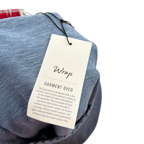 Wrap London Garment Dyed Top Blouse Tee Shirt Hemp Cotton Blue Size US 12 - Picture 9 of 12
